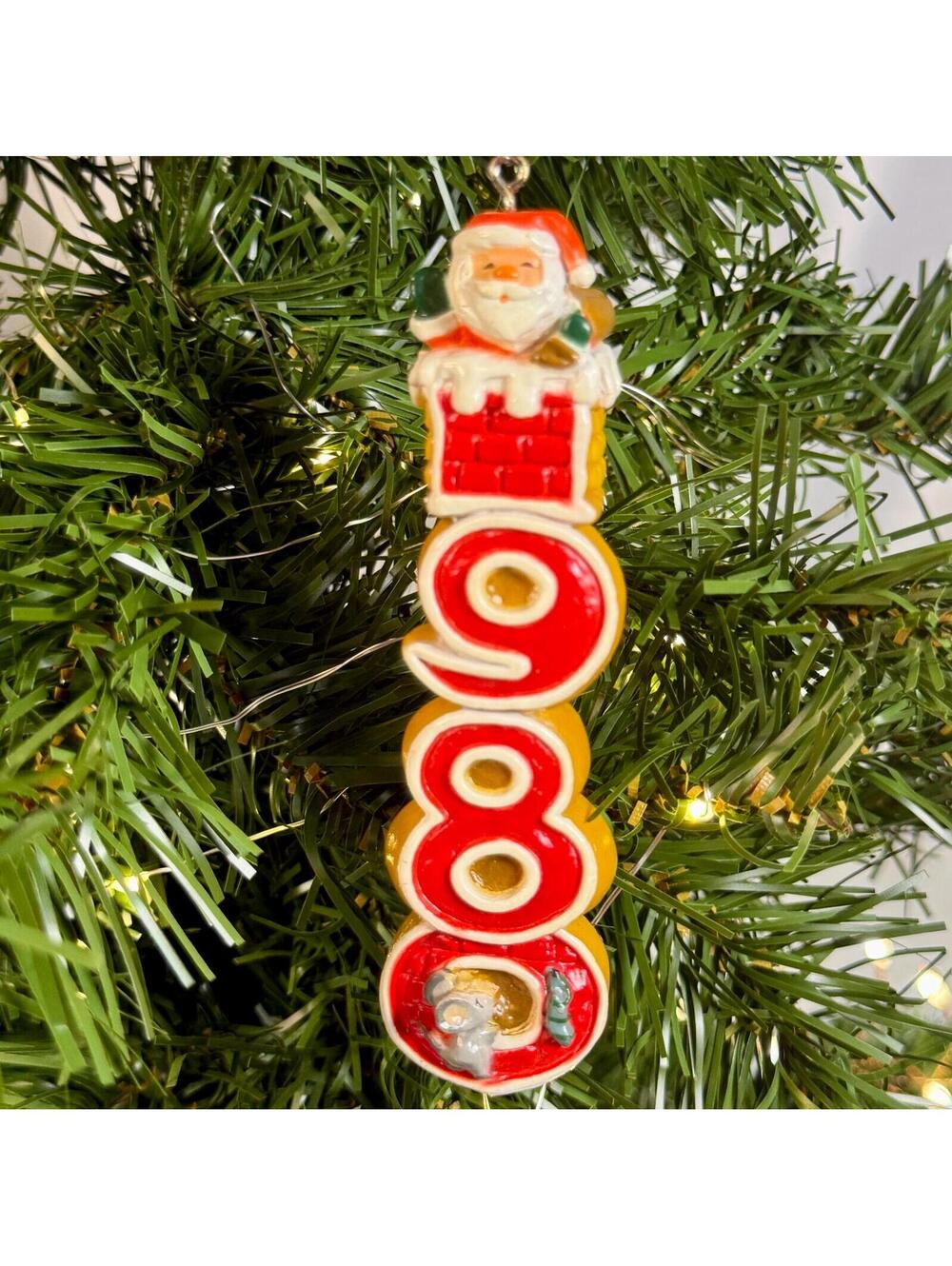 1980 Tree Trimmer Gingerbread Hallmark Ornament with Santa and Mouse - No Box